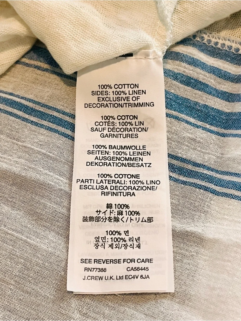 J. Crew Cream and Blue Embroidered Stripe Blouse